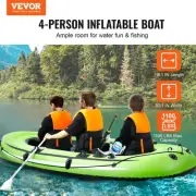 4 Person Inflatable Fishing Boat PVC Raft Kayak with Oars Pump and Rod Holders