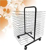 Art Drying Rack for Classroom,Double-Sided 25 Shelves Steel Art Storage Rack,Floor-Standing Drying Rack,Suitable for Engineering Drawings Paintings