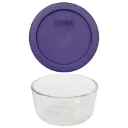 Pyrex 7202 1 Cup Glass Bowl & 7202-PC Plum Purple Lid