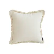 SOGA 45cm White Chenille Throw Pillow – Textured with Tassels