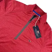 NEW Vineyard Vines Men’s Performance 1/4 Zip Pullover Red • Medium