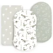 Bassinet Sheets 3 Pack GRSSDER 32x16x4 Ultra Soft Palm Trees and Dinosaur Prints
