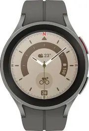 Samsung Galaxy Watch5 - 16GB - Gray-Pro (Titanium)-D-Buckle Band-Gray - Bluetooth - 45mm - Gray - Pro (Titanium) - Gray - D-Buckle Band - Fluoroelastomer - Refurbished (Excellent Condition)