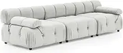 Foret 3 Seater Sofa Modular Arm Seat Tufted Velvet Lounge Couch Chaise Beige