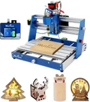 WolfPawn CNC Router Machine 3018 Blue All-Aluminum with Emergency-Stop 3 Axis En