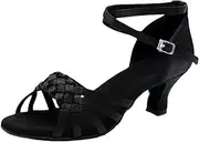 [HOBTEC] Dance Shoes for Women Latin Dance Shoes Salsa Dance Shoes Open Toe Lace Up Jazz Shoes Low Heel Ballroom Salsa Dance for Wedding Party Prom Cha-Cha Wedding Evening Dancing Shoes