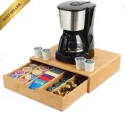 Bamboo Coffee Pod Holder Drawer K-Cup Tea Espresso
