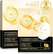 Snail Mucin Masks, Collagen Face Masks, Hydrating Sheet Mask, Daily Skin Treatment Solution Sheet Mask, 4 Pack