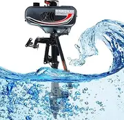 Outboard Motor, 2 Stroke 3.5HP Heavy Duty Outboard Fishing Boat Engine 360 Degree Adjustable Direction Manual Start High-Speed Marine Boat Engine with Water Cooling System and CDI System