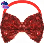 Girls Baby Red Sequin Hair Bows Bands Headband Bowknot