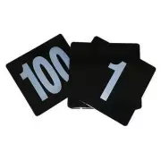 Table Number Set Ranged 1 - 100 White on Black Plastic 105 x 95mm Cafe Display