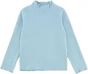 [POBIDOBY] Girls' High Collar Neck Long Sleeve T-Shirt Tops, Lightweight Knit Tee, Slim Fit