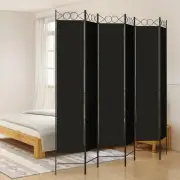 6 Panel Black Room Divider 240x220 cm Fabric Privacy Screen Folding Partition