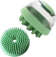 Pet Grooming Brush Bath Shampoo Massage Dispenser Shower Brush, 1Pc Dog Bath Brush Scrubber Soft Silicone Pet Grooming Brush Bath Shampoo Massage Dispenser Shower Brush Pet Massage Shower Brush,Green