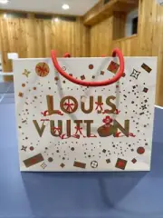 NEW AUTHENTIC LOUIS VUITTON RED GOLD SHOPPING GIFT BAG TOTE 10” x 8.25” x 6”