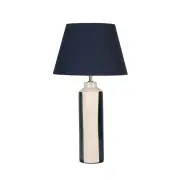 Jayde Round Ceramic Base Fabric Shade Desk Table Light Lamp Blue