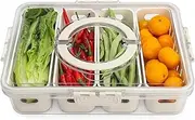 shopwithgreen Salad Bar Containers for Fridge with Lid and Handle, Fruit Storage Containers with 4 Removable Colanders, Berry Box Fresh Produce Saver for Fruit, Veggie, Refrigerator, Kitchen, Picnic