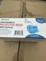 Disposable Face Mask 3 Ply With Ear Loop For Adult, 50 Piece Box