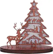 Christmas Nativity Scene Wooden Decor, Vintage Lighted Nativity Scene, Wooden Nativity Table Decor, Rustic Christmas Nativity, Christian Holiday Decor, Lighted Nativity Decoration, Wooden Christmas