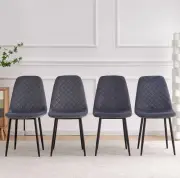AINPECCA Set of 4 Grey Dining Chairs Velvet Upholystered Metal Legs Kitchen Cafe