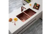 AGUZZO Stainless Steel Kitchen Sink - 820mm Double Bowl - Rose Gold - Top/Under Mount