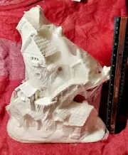 Vintage Unpainted 13" Handmade Lighted Bisque Porcelain Treehouse Lamp