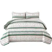 Christmas Green Bohemian Bedspread Quilts Coverlet Bedding Set Pillowcase