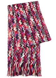 Missoni Zigzag-intarsia Wool Scarf - Pink ONE SIZE