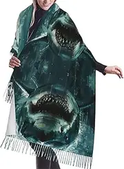 [DRTGEDS] Shark Cum Scarfs For Women Fall Winter Scarves Pashmina Shawls And Wraps For All Season Christmas Gift