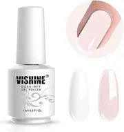 Vishine 15ml 2Pcs DUO French Manicure Gel Nail Polish French White & French Rose Kit UV LED Nail Gel Classic Pale Pink White Manicure Set