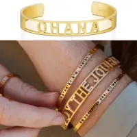 在飛比找momo購物網優惠-【MantraBand】美國悄悄話 OHANA 金色手環 新