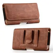 For LG Q STYLUS+ Horizontal Leather Belt Clip Holster Pouch Case Cover-Brown