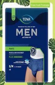 TENA Men Active Fit Pant Plus Navy Medium Pack of 9 | FREE FAST SHIPPING AU
