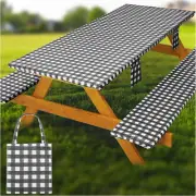 Fitted Picnic Table Cover with Bench Covers Waterproof Elastic Edges Rectangle P