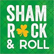 St Patricks Day Irish Party Paper Napkins Serviettes - 32 Count | 2 Packs of 16CT Beverage Napkins | Shamrock Roll Design