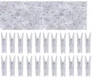 100pcs Mini Clear Plastic Utility Paper Clip, Clothespins Clips, Clothes Line...