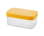 Modern-Ice Cube Tray With Lid，Easy To Release，Silicone Ice Cube Tray Ice Storage Box-Yellow