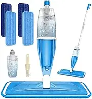 Microfibre Spray Wet Mops with 4x Washable Mop Pads - EXEGO Dust Dry Mop for Hard Floors Wood Floor Mop with Spray Flat Mop for Tile Vinyl Laminate Wood Ceramic Hardwood Floors Cleaning