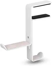 AIMALL Metal Earphone Headset Desks Display Stand Hanger Holder Headphone Bracket Hook with Adjustable Clamp and PU Leather Pad, Multipurpose Desk Hanger Holder