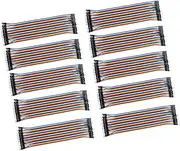 Homoyoyo 10pcs Ribbon Cable Male to Male Breadboard Jumper Wires Colorful Compatible Nano Supports Custom Connections Easy to Use