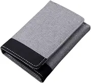 [KOMBIUDA] Men Wallet Compact Card Holder Pouch for Business Cards and Id Fashionable Lightweight Durable Canvas Design Grey
