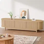 ALFORDSON Wood Color TV Cabinet Stand 160 x 40 x 45cm, Modern Furniture Entertainment Unit Stand with with 2 Ample Storage Side Cabinets and 2 Middle Shelves for Living Room