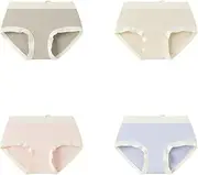 [HEJIGOOD] 4pcs Women's Mid-Rise Panties Mulberry Silk Seamless Nude Briefs Soft Comfortable Hipster Undies for Daily Wear