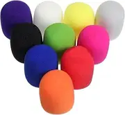 Oruola 10Pcs Mic Covers for Microphones,Thick Colorful Microphone Covers Foam, Reusable Mic Cover for Most Handheld Microphone for Karaoke DJ (10 Color)