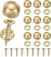 uxcell Brass Decorative Screws with Caps, Mirror Screw Self Tapping Screws Decorative Cover - Fitting for(Furniture Fixing- Wall Hangings - Wood Handcrafted) 9mm & 10 Pack & Yellow