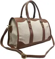 Augbunny Canvas Meet Leather Retro-Textured Handbag for Women Designer Crossbody Satchel Purse With Strap Shopping Travel Sports Gym Bag
