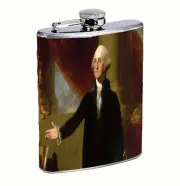 George Washington L1 8oz Stainless Steel Hip Flask Drinking Whiskey Liquor