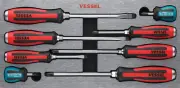 Vessel 8pc Megadora Jawsfit Tang-Thru Screwdriver Set w/Foam Tray Japan #9308EVA