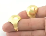 Domed Streaked Adjustable Ring Shiny Gold Plated Brass 9US Fashion Jewelry Cube