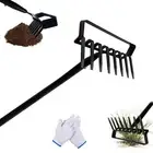 8-Tines Rake and Stirrup Hoe, Metal Garden Hula Hoes Tiller Rake Tool with Ad...